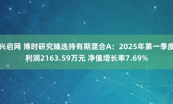 兴启网 博时研究臻选持有期混合A：2025年第一季度利润2163.59万元 净值增长率7.69%